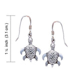 Sea Turtle Carrings Sterling Silver Hook Earring WE089 - DiveSilver Jewelry